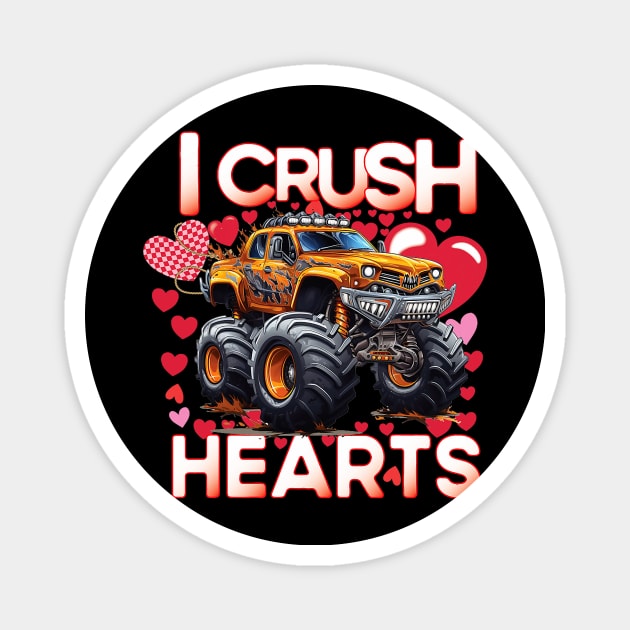 I Crush Hearts Monster Truck Toddler Boys Valentines Day Magnet by Neldy